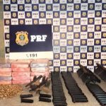 Conquista: PRF apreende dezenas de pistolas, carregadores, 2.000 munições e quase 50 Kg de crack; casal foi preso